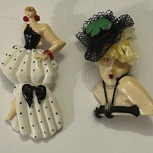 Rare Vintage Find Plastic Pin Up Brooches